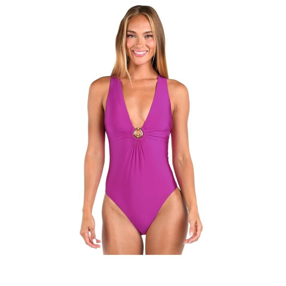 Sunshine 79 Women's Plunge Mio One Piece Swimsuit Violet Sz 4 NWT